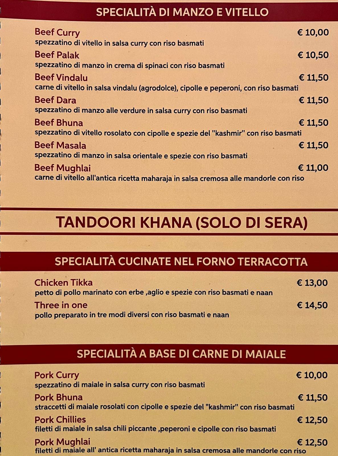 Menu di Pizzeria Ristorante alla Mostra 