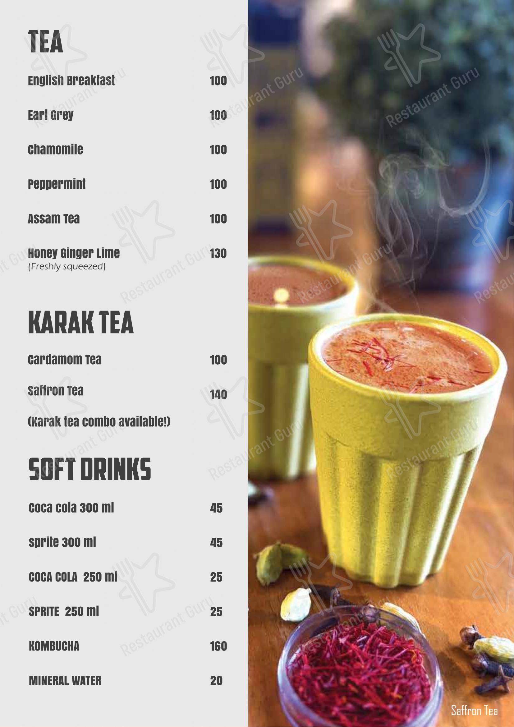 Menu for Turf Cafe in Thiruvananthapuram