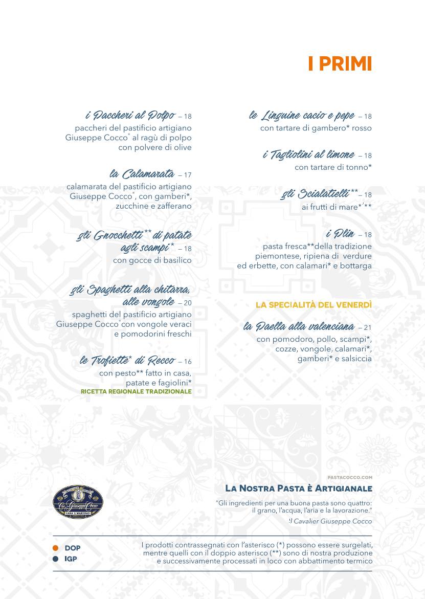 Menu di Clapsy Torino 