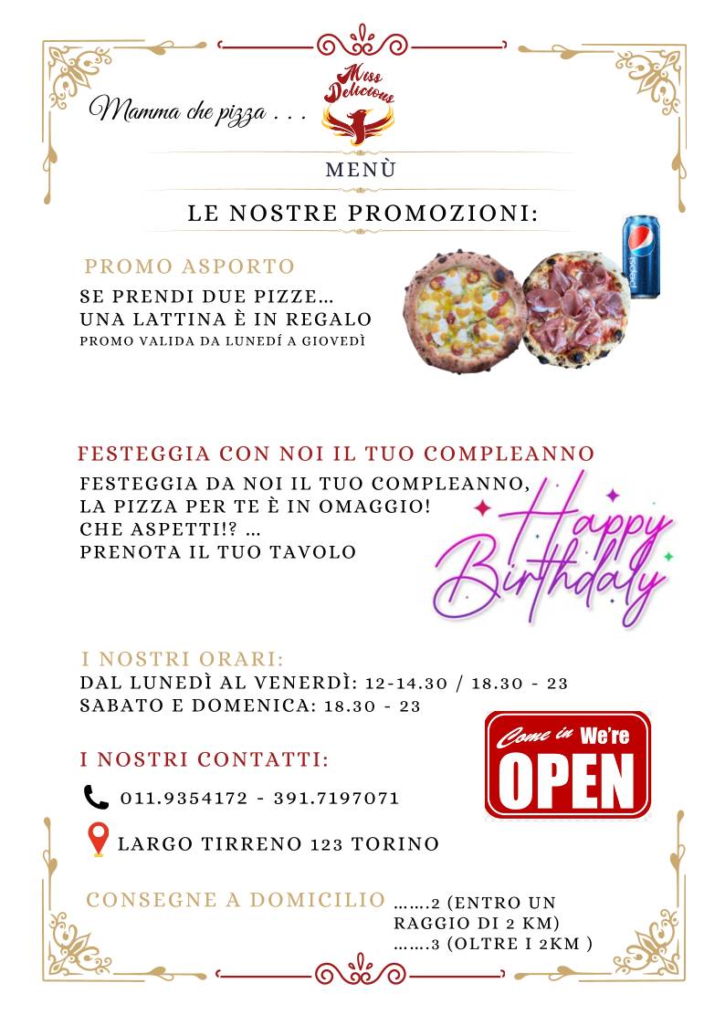 Menu di Miss Delicious Pizzeria 