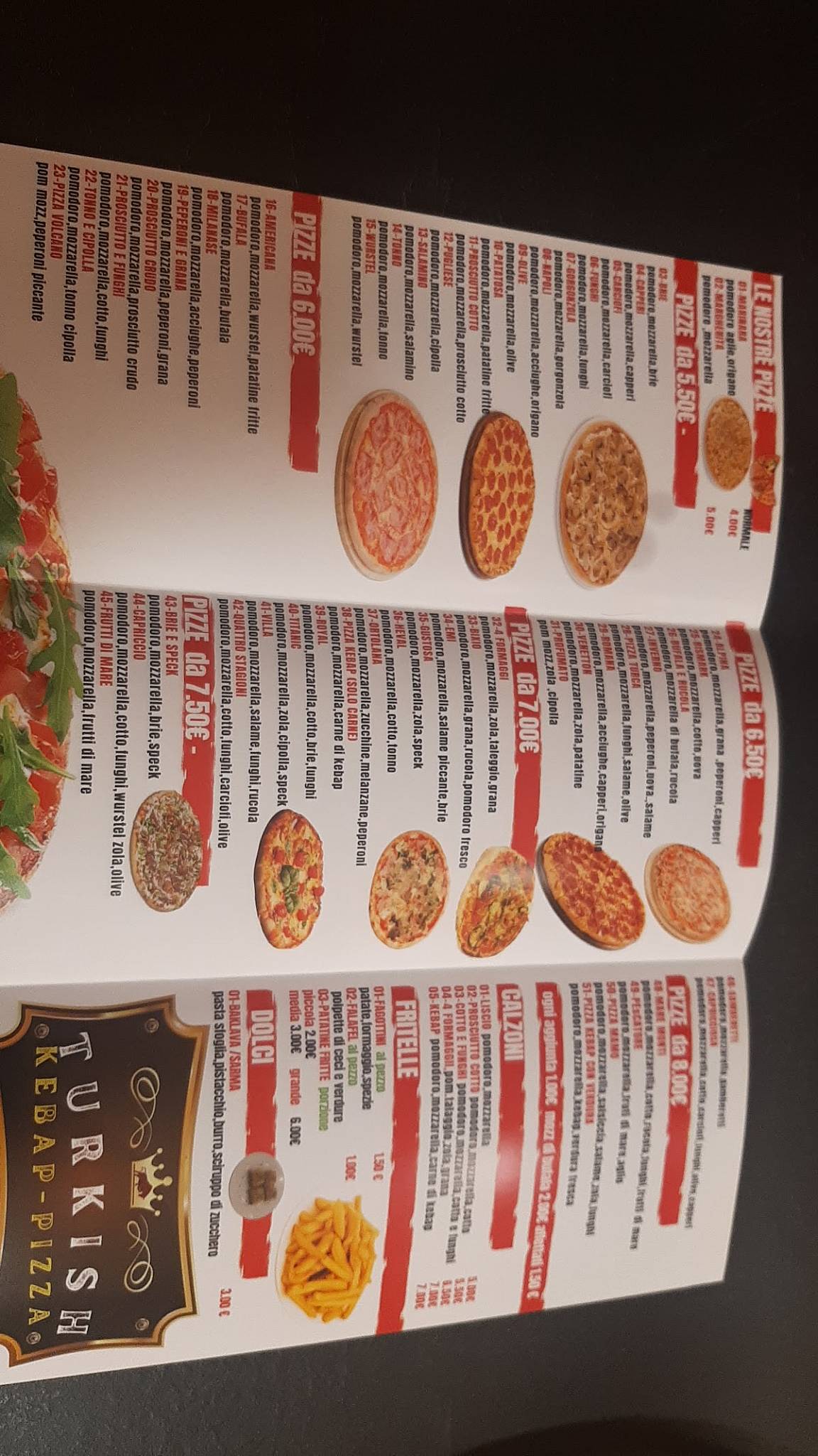 Menu di Turkish kebap pizza 