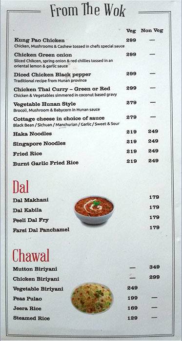 Twenty Nine All day Dining menu