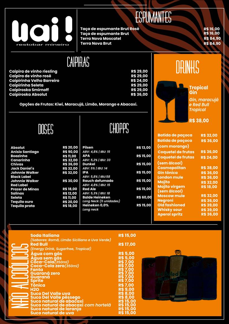 Uai Resto bar Mineiro cardápio