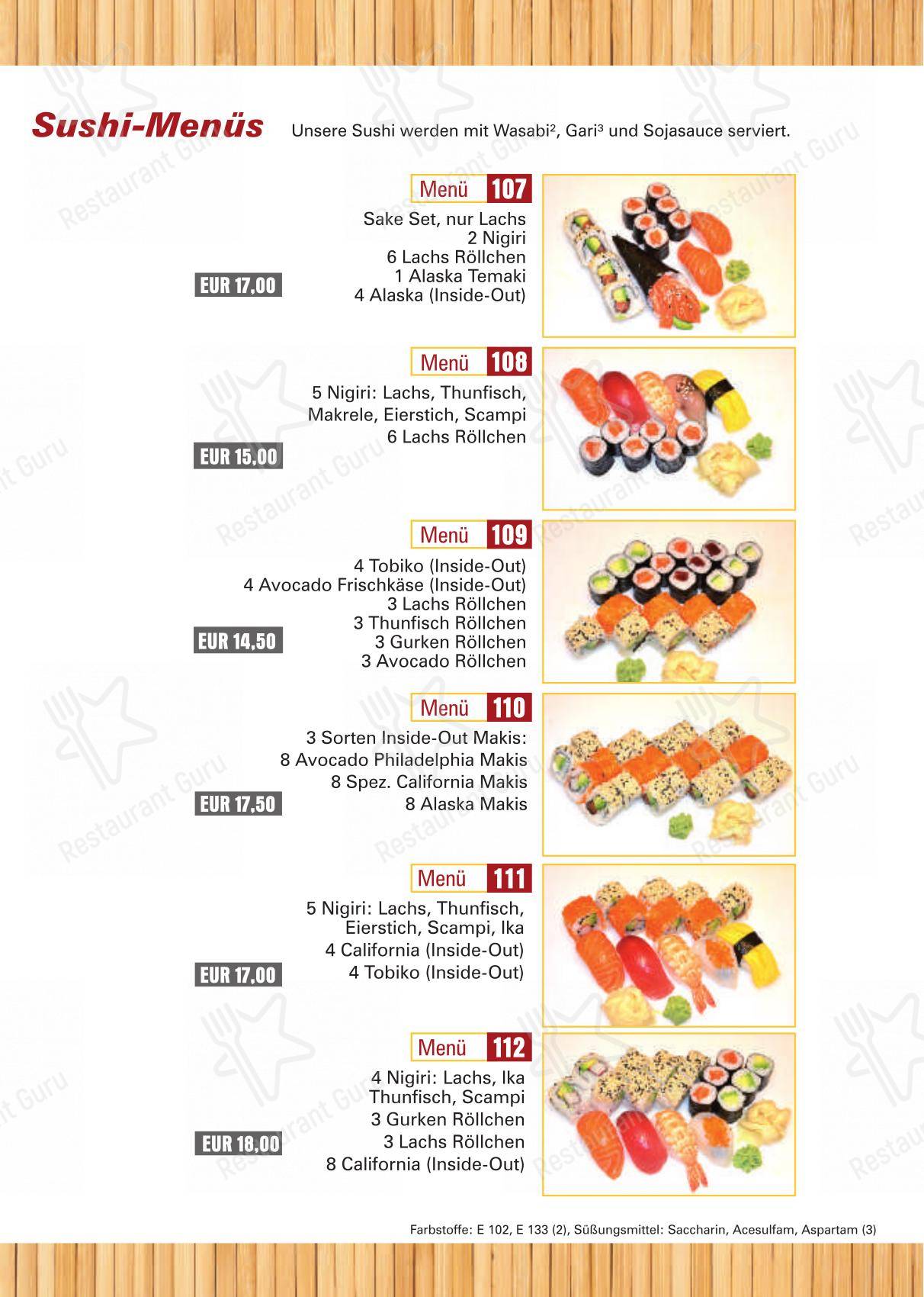 Umeshu Sushibar & Takeaway dans Munich - Menu