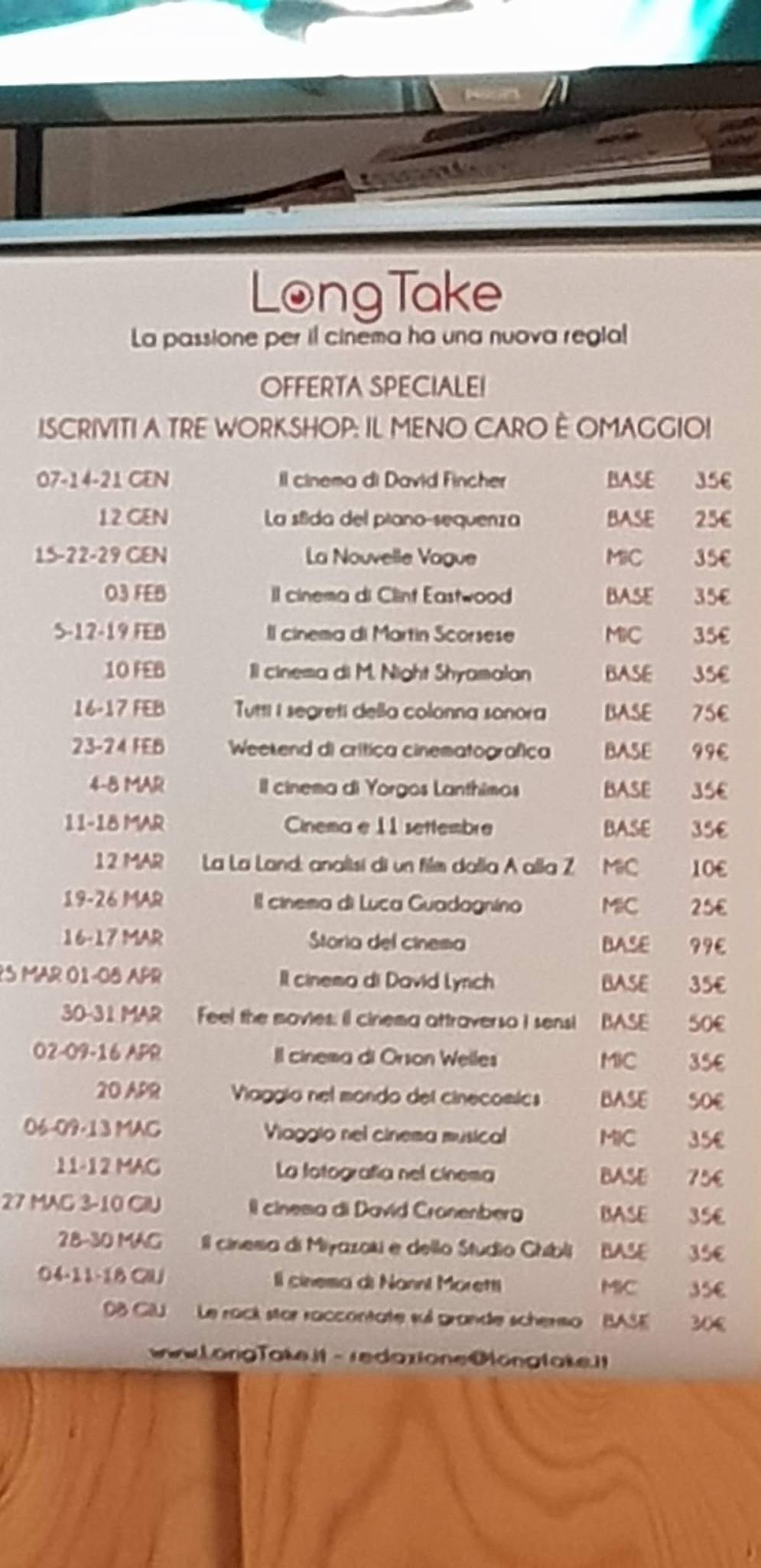 Menu di bistroBASE 