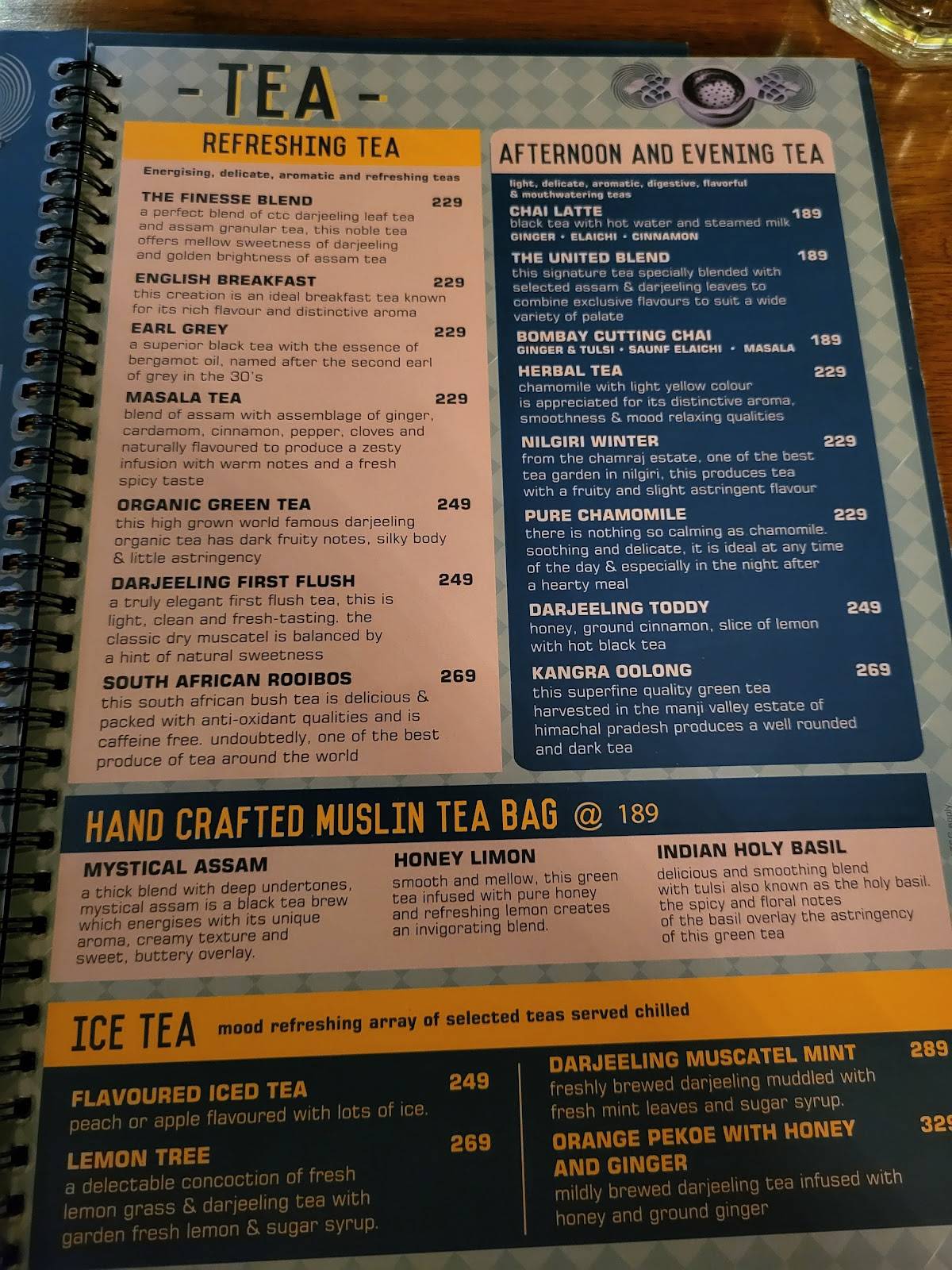 United Coffee House Rewind menu