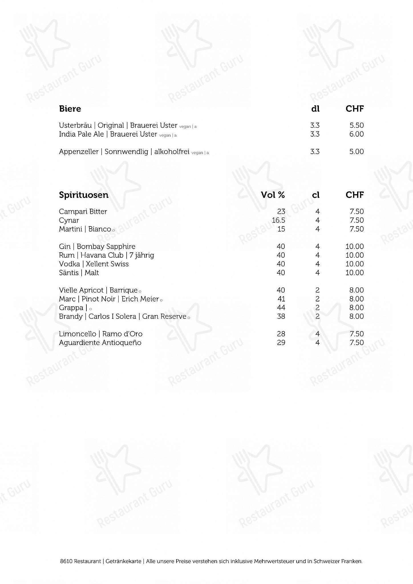 Крафт меню per 8610 Restaurant ristorante