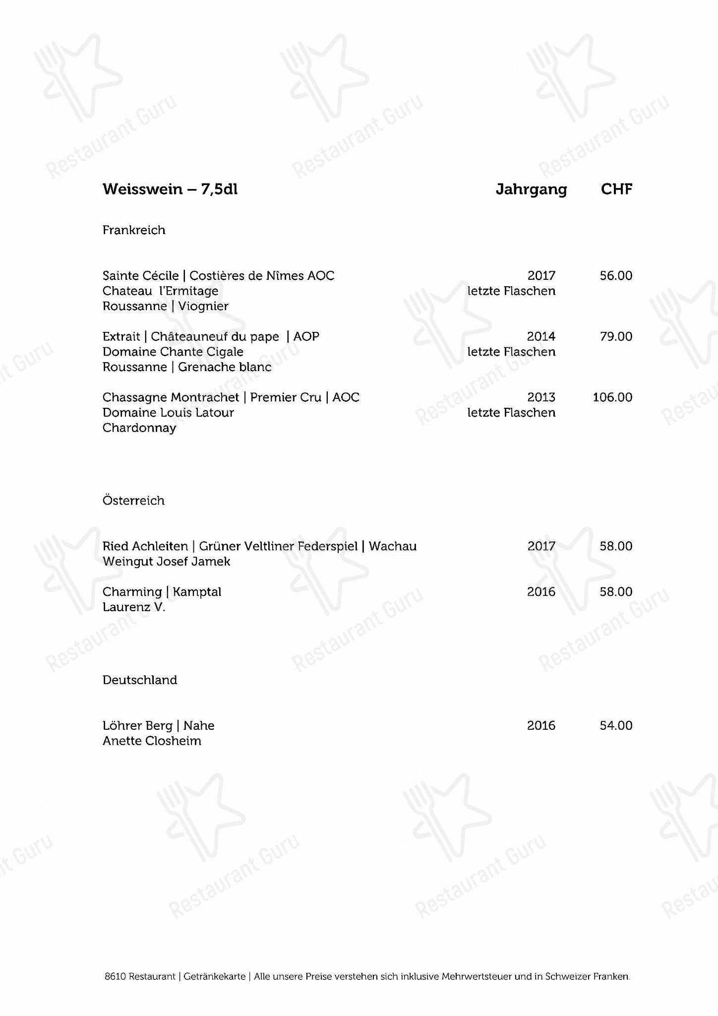 8610 Restaurant in Uster - Крафт меню