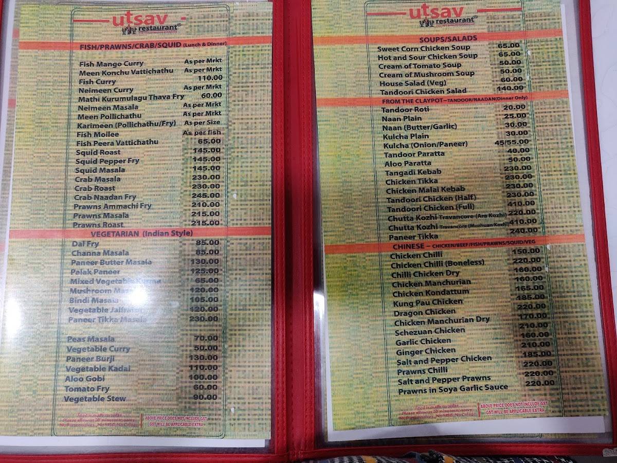 Utsav Restaurant menu