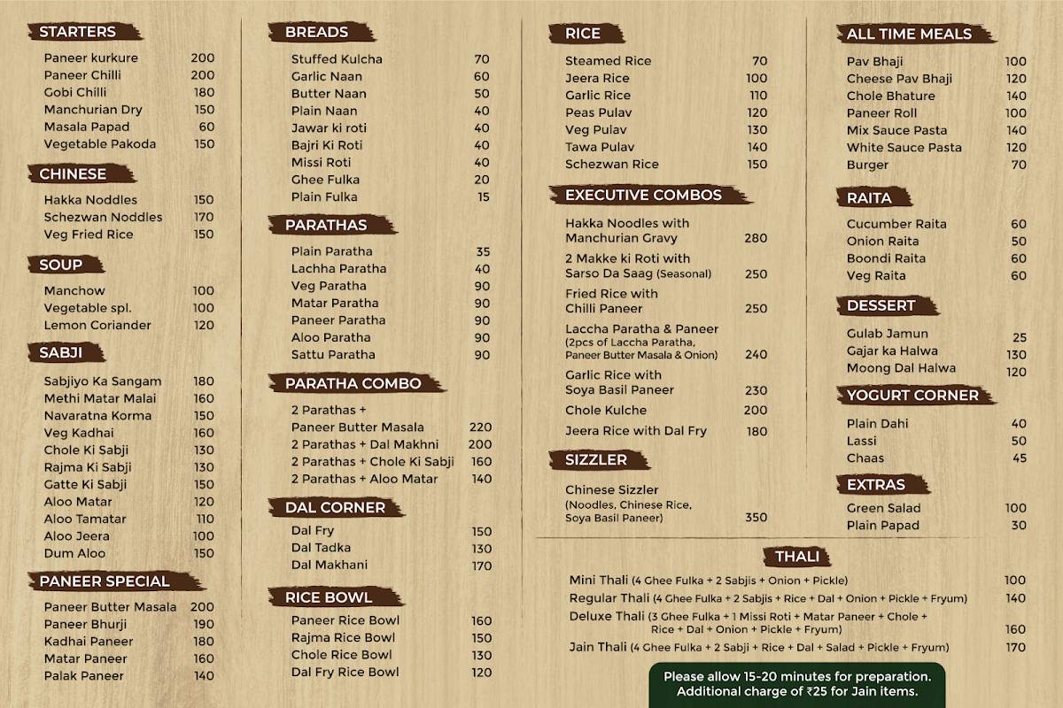 VFV - Pure Veg menu