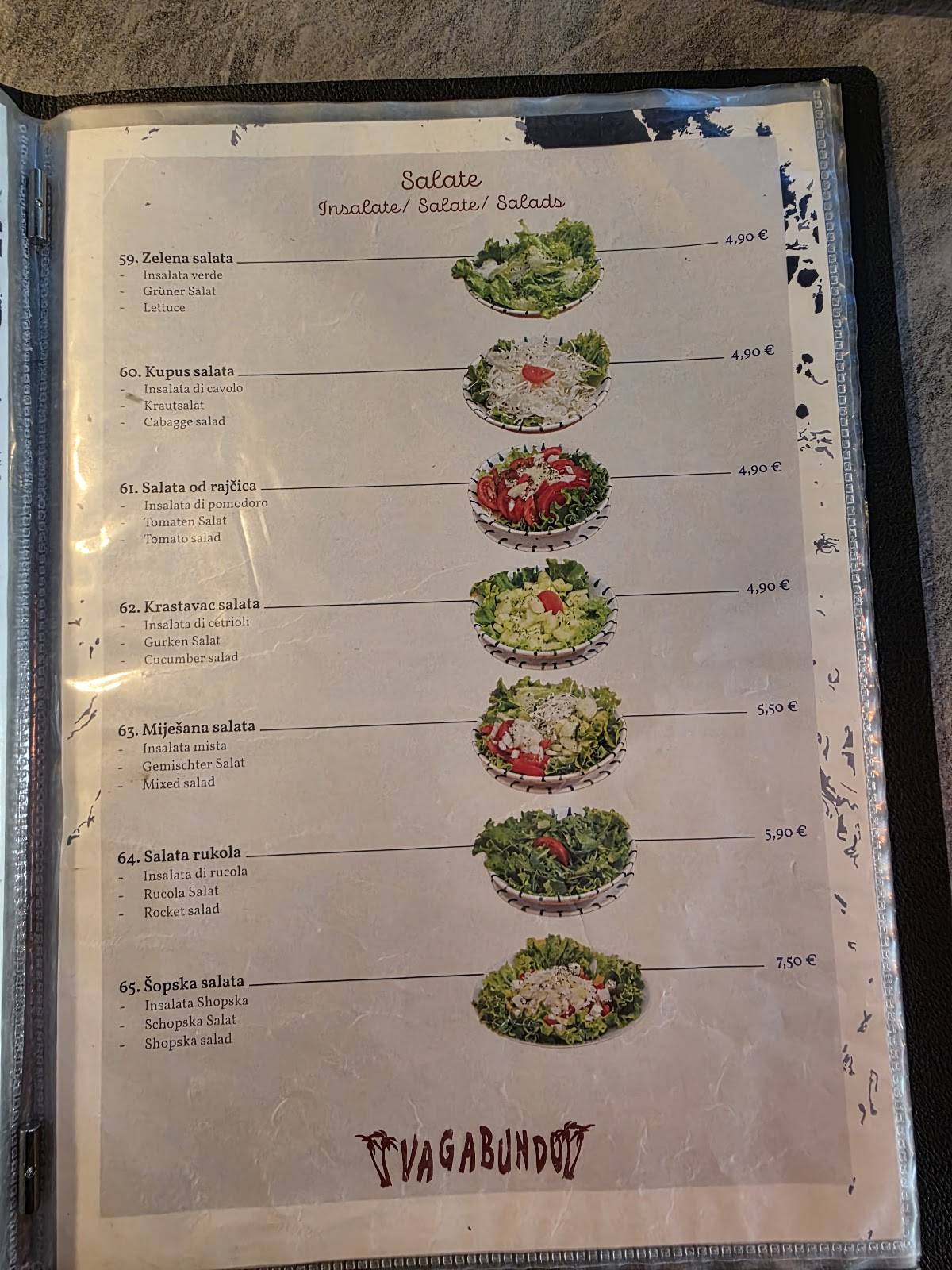 Menu di Vagabundo Medulin 