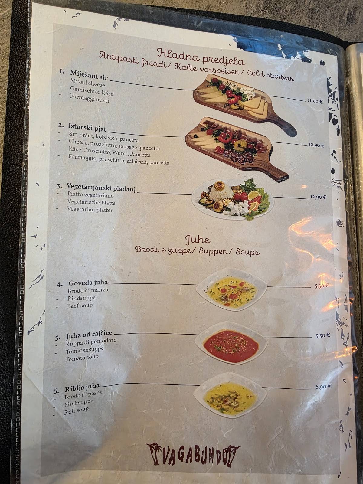 Menu di Vagabundo Medulin 