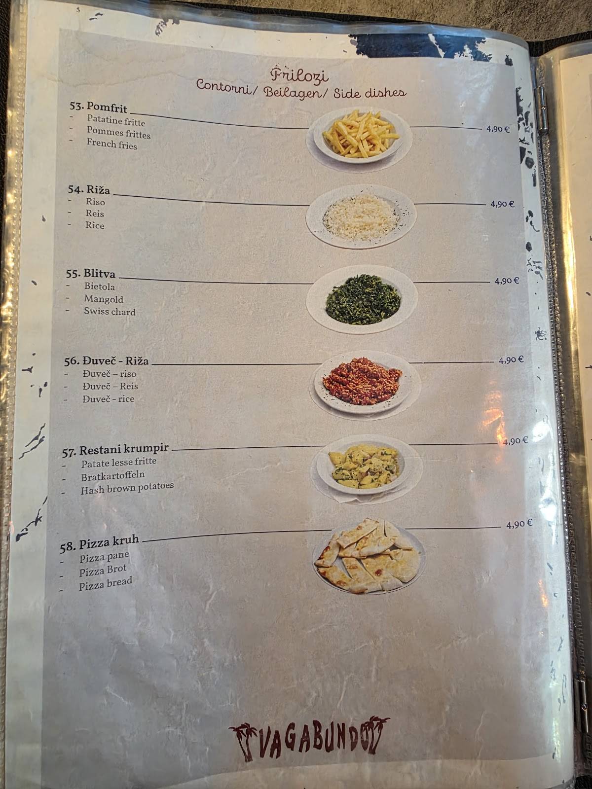 Menu di Vagabundo Medulin 