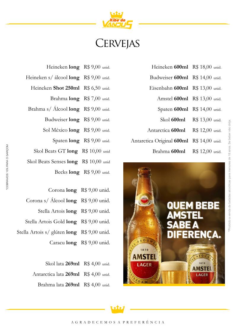 Kibe do Vandu's cardápio