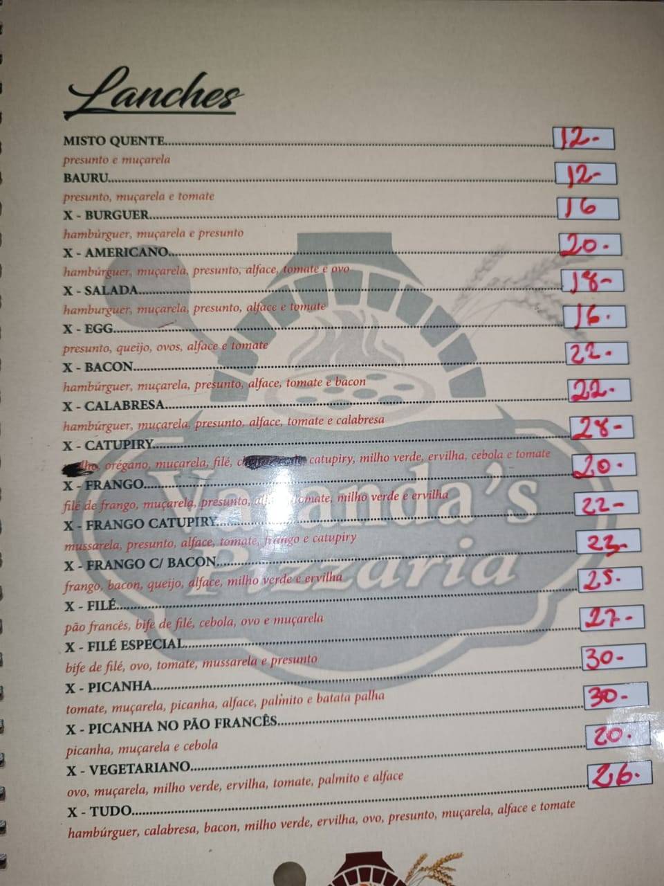 Varandas Pizzaria - Rio Brilhante cardápio