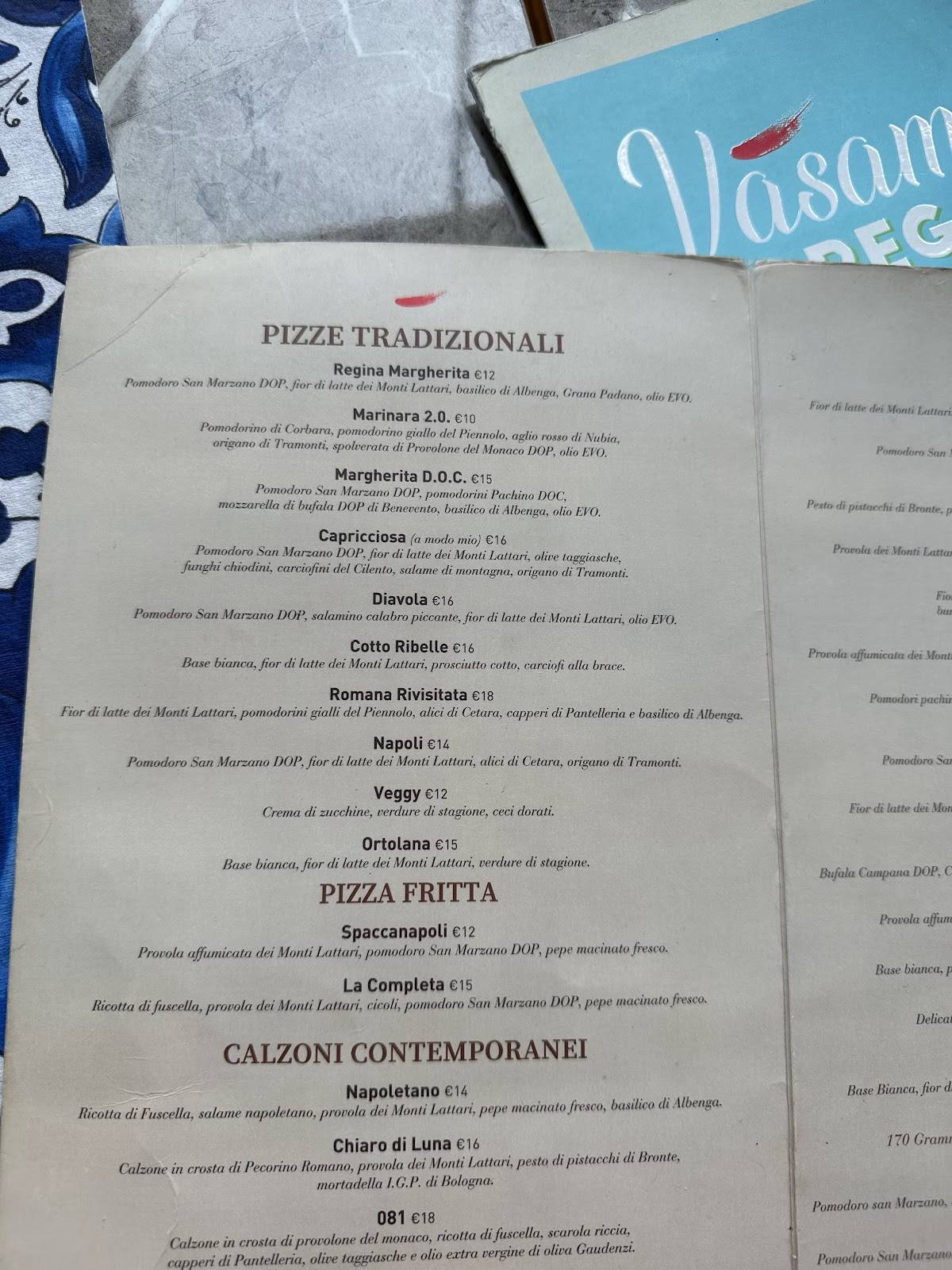 Menu di Vàsame - Pizza e Passione Napoletana • Viareggio 