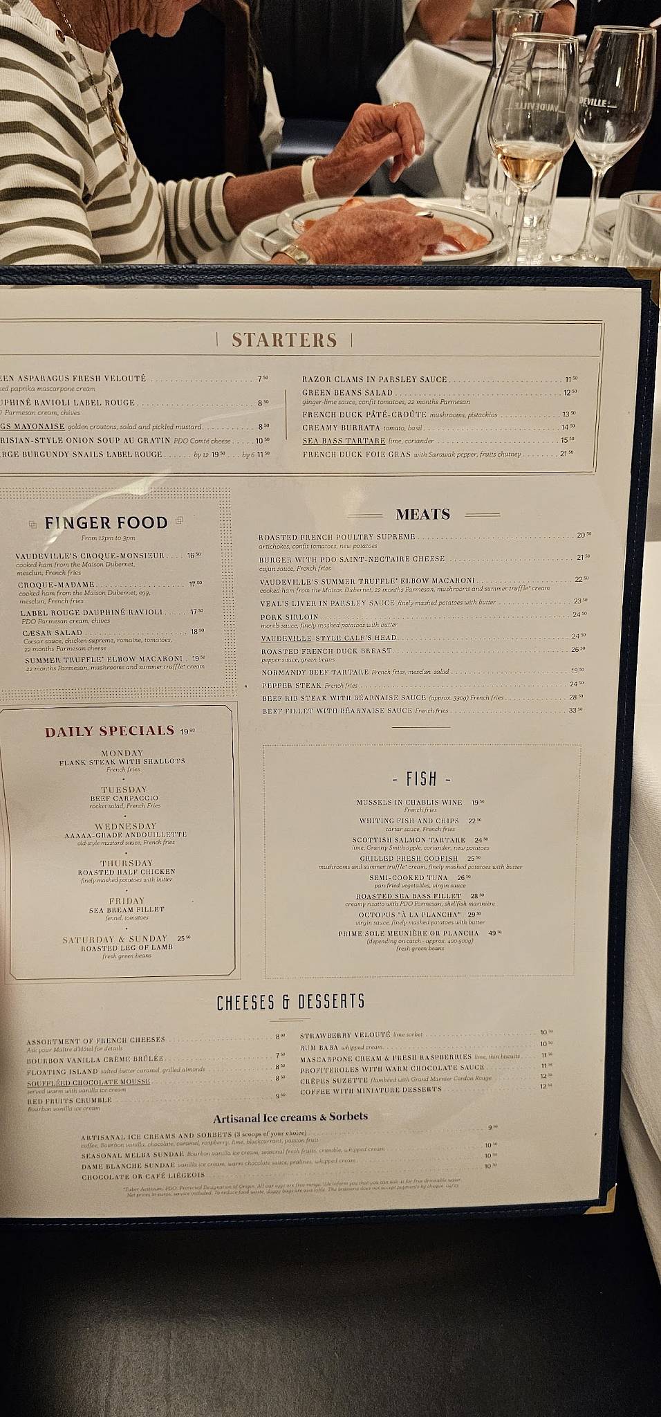 Menu de Vaudeville