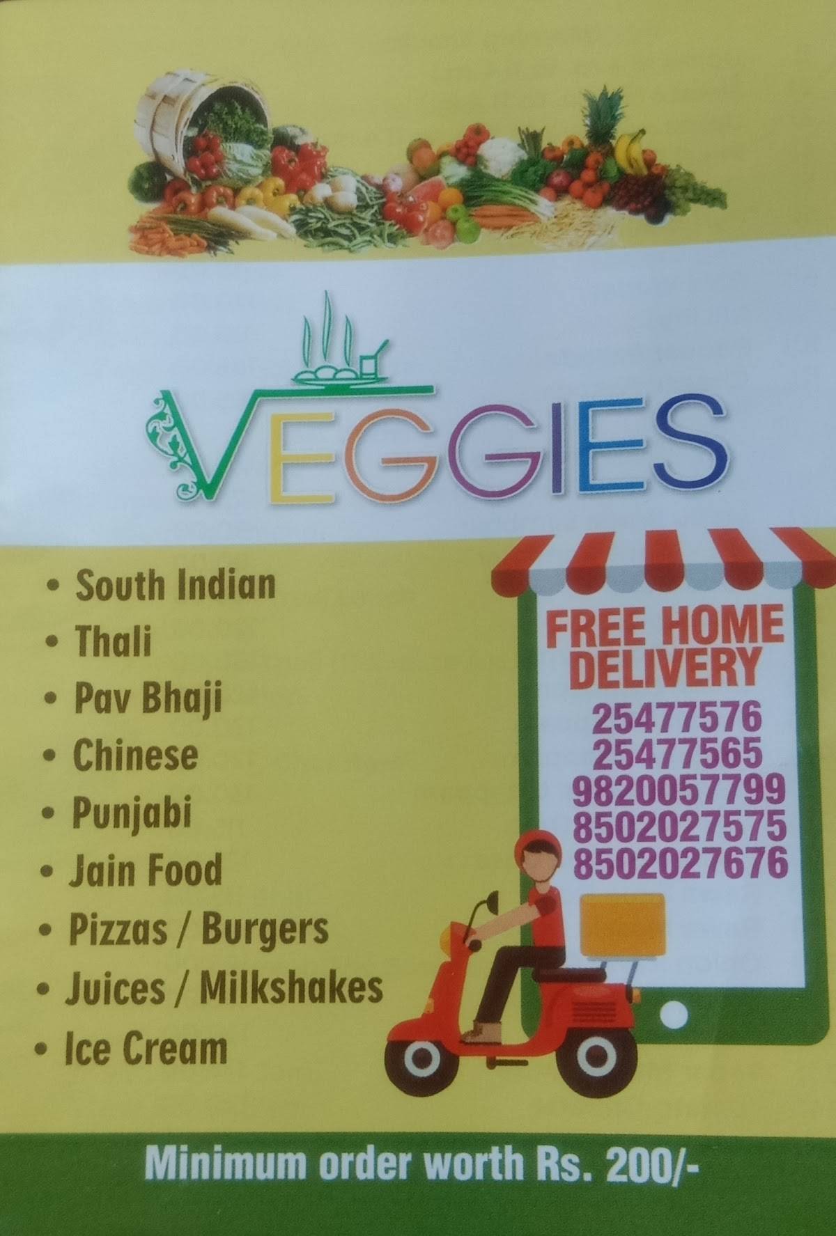 Veggies menu