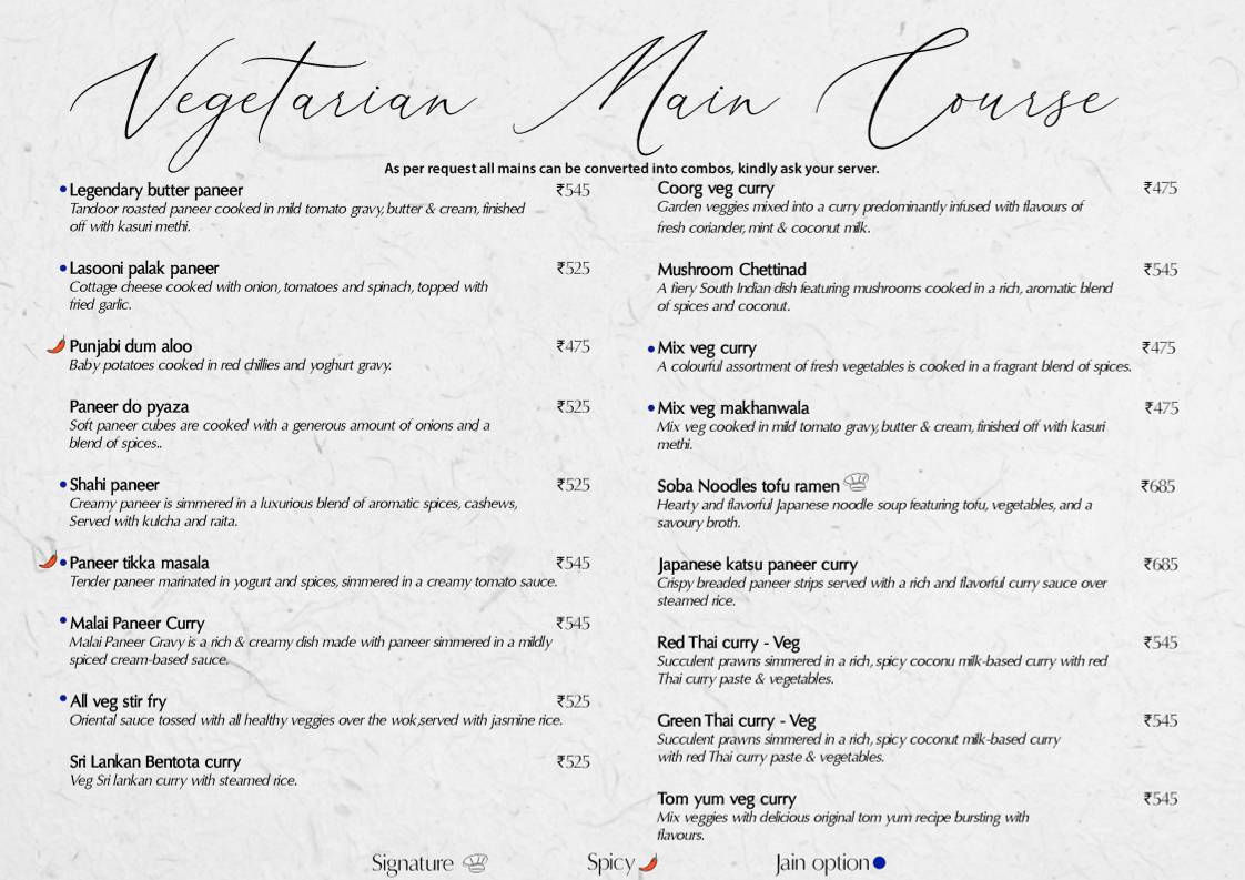 Veranda Bandra - Modern Indian Restaurant & Rooftop Bar menu