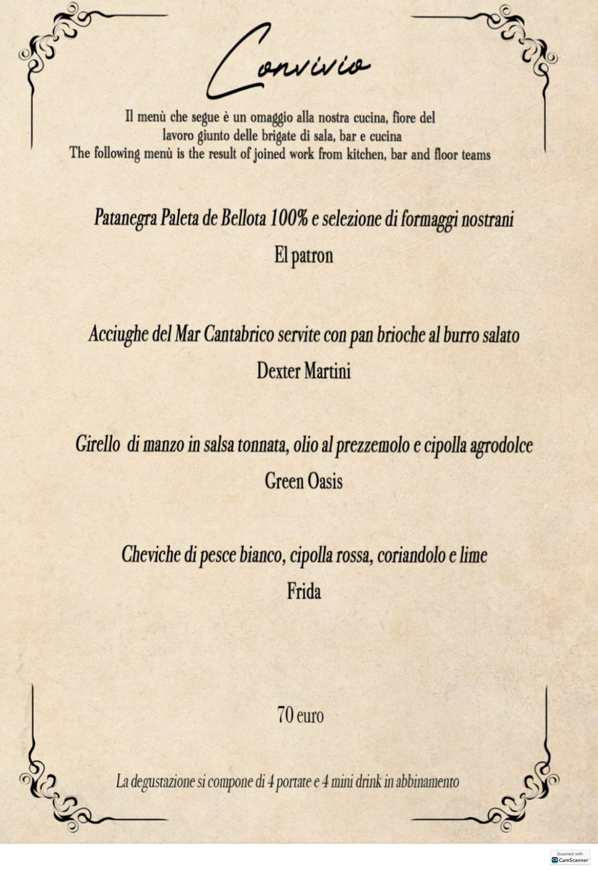 Menu di Cortile Verga Ortigia 