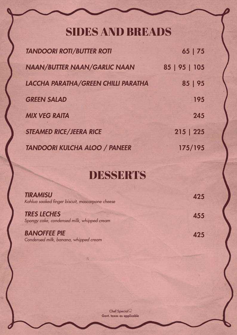 Veu By Dutyfree menu