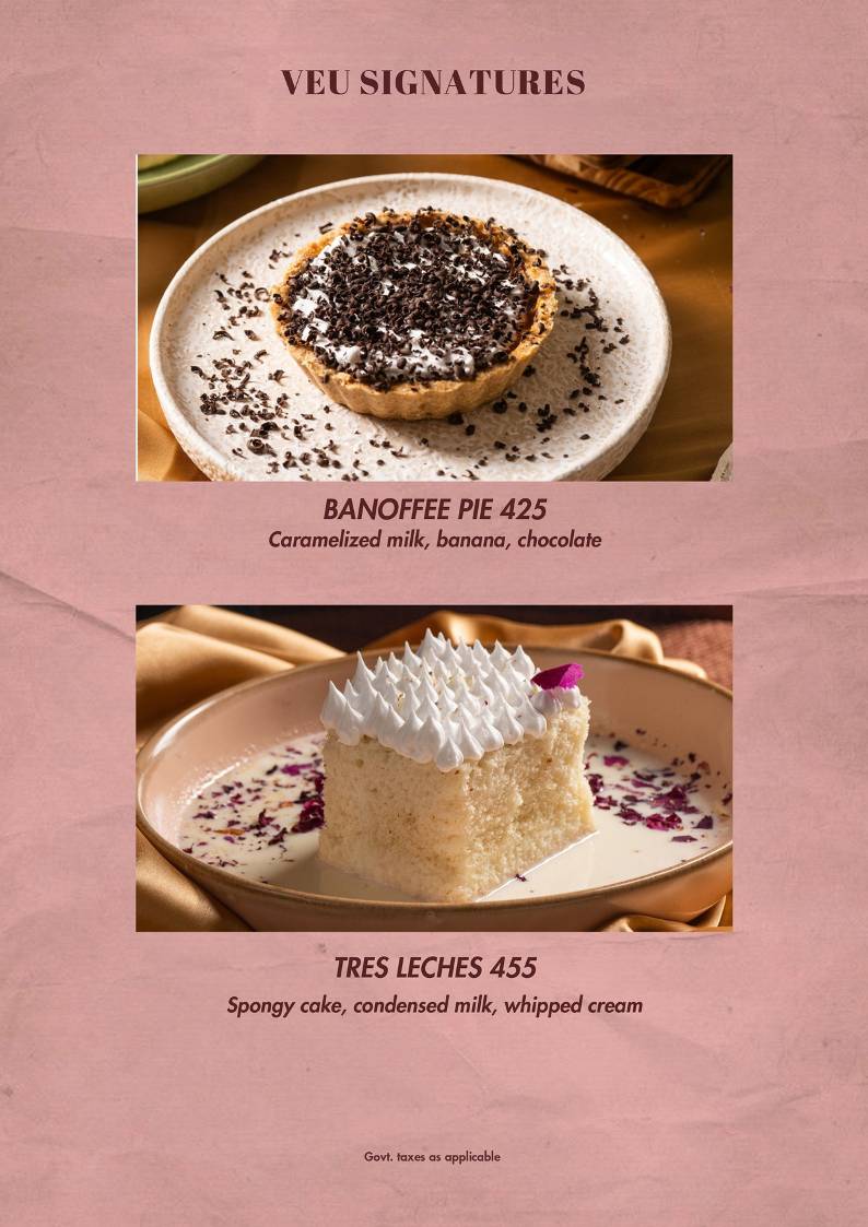 Veu By Dutyfree menu