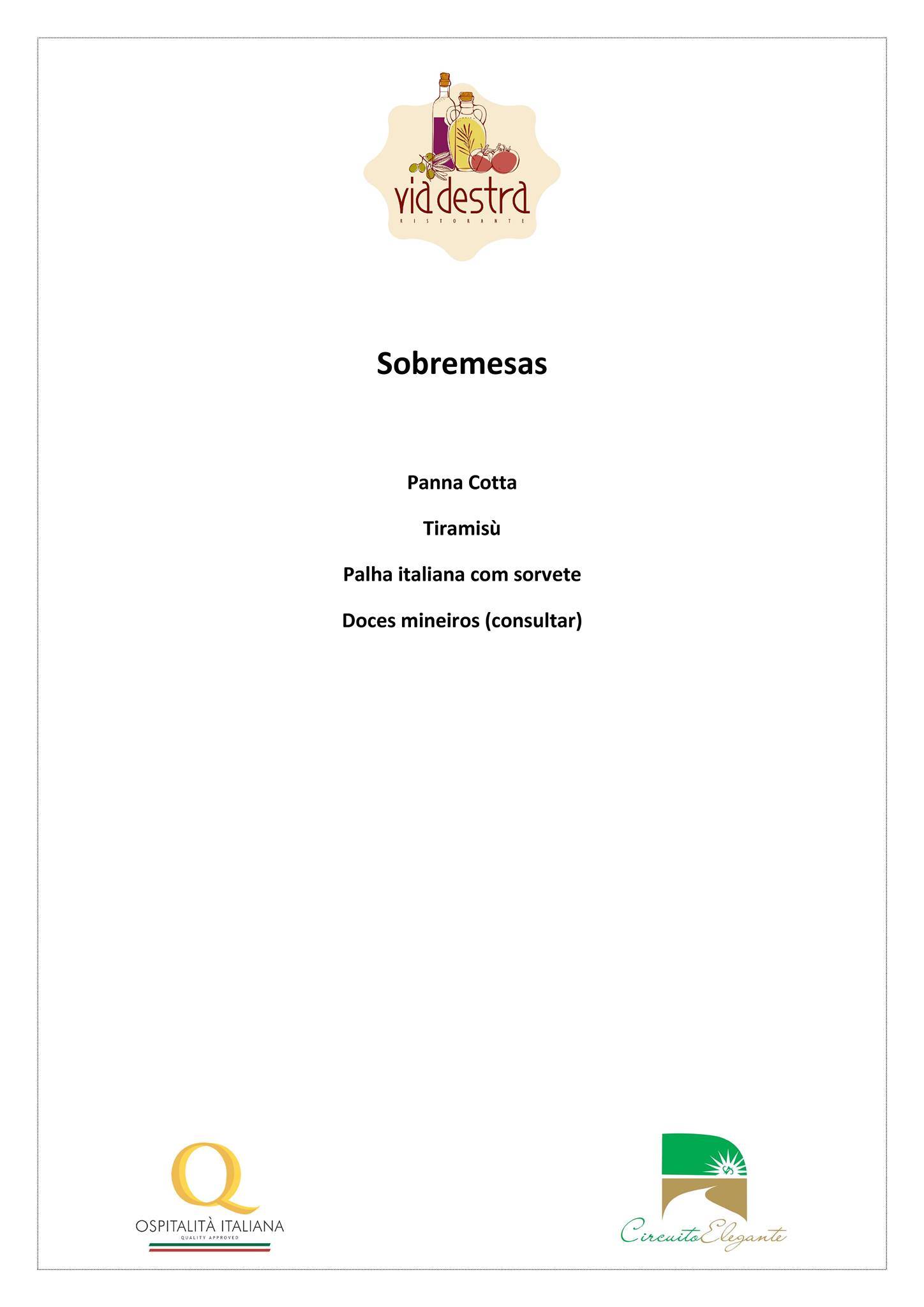 Via Destra Ristorante cardápio