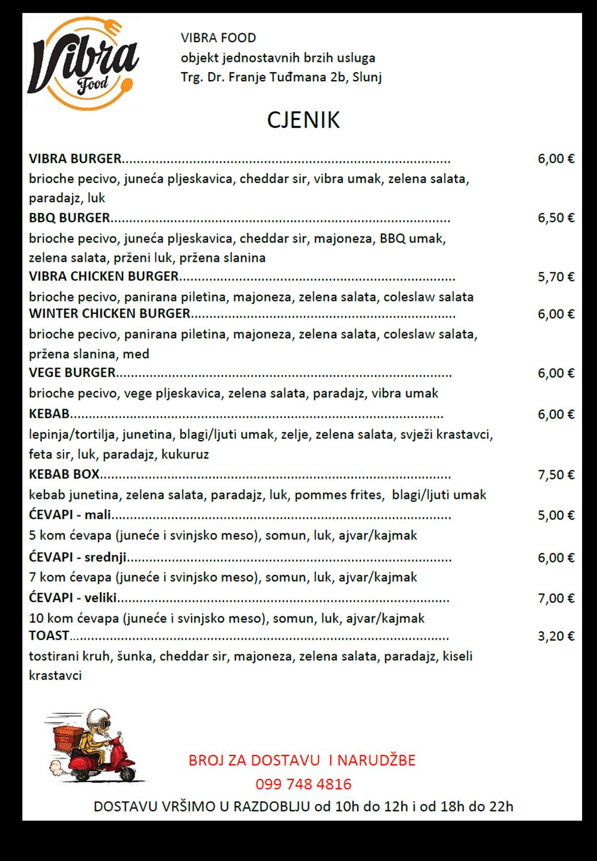 Menu di Vibra Food 