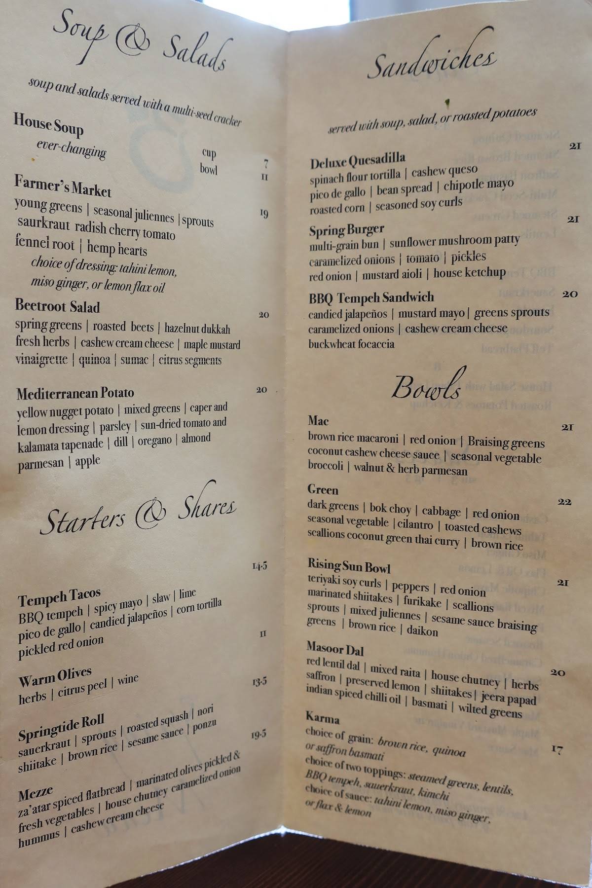 Menu de Be Love