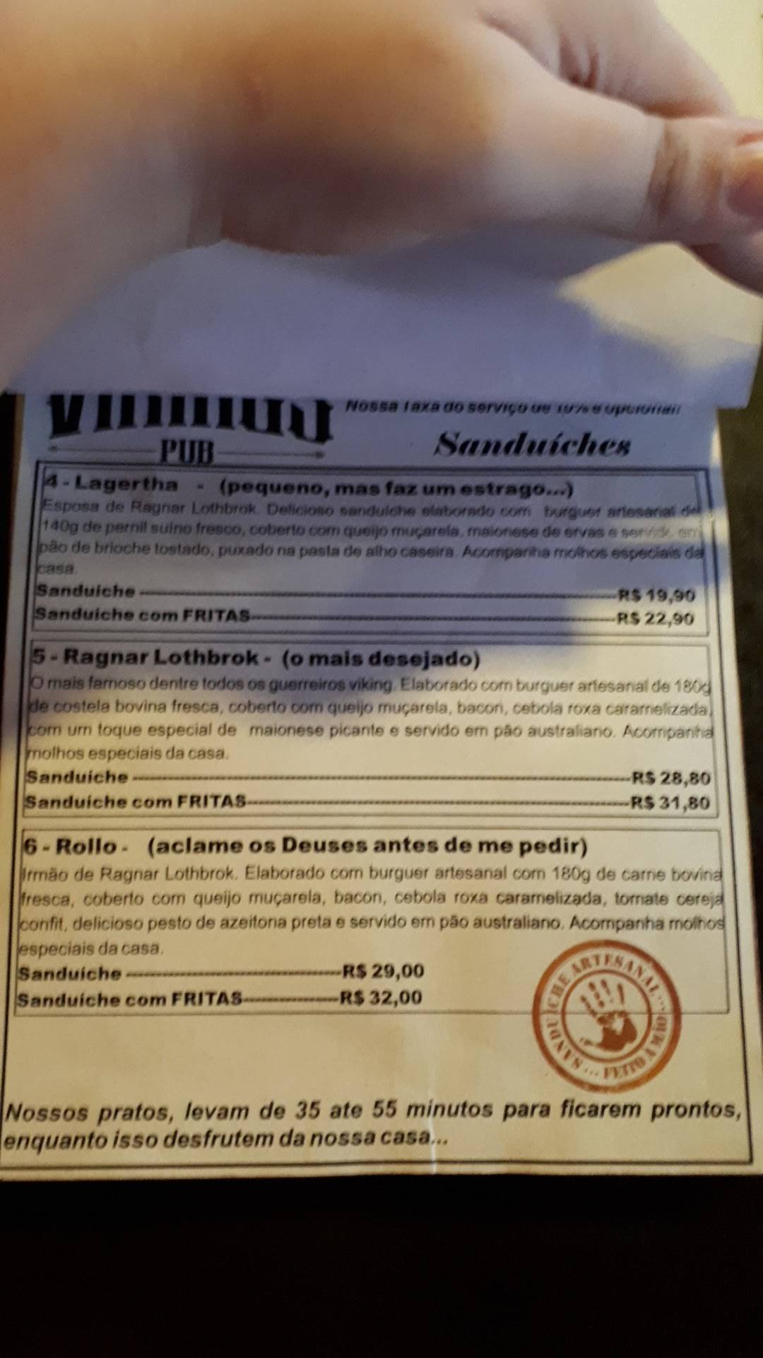 Vikings Pub cardápio