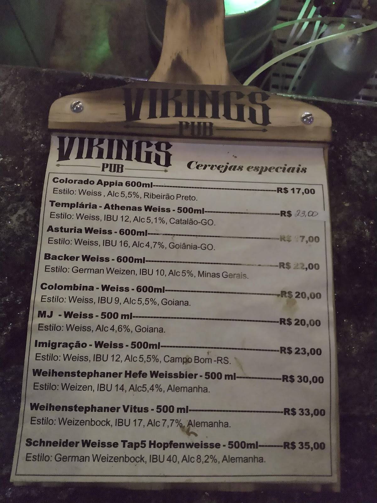 Vikings Pub cardápio