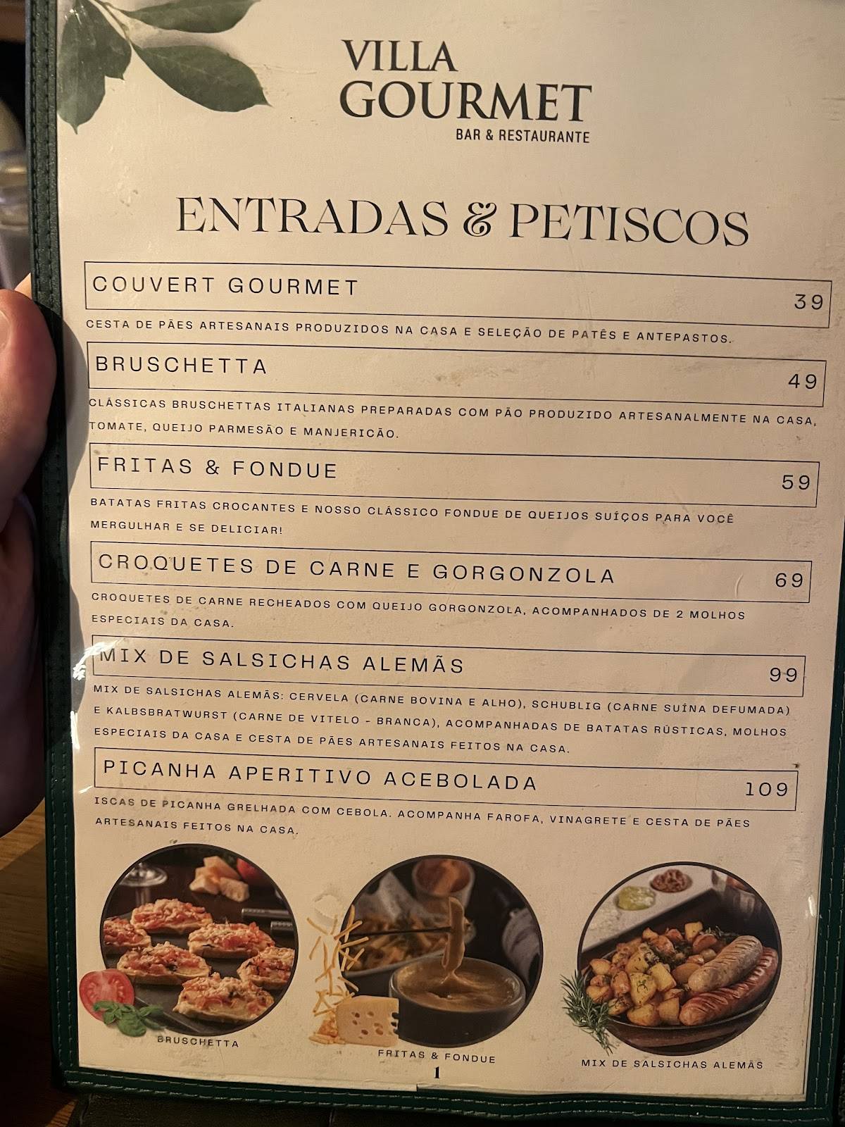 Villa Gourmet cardápio