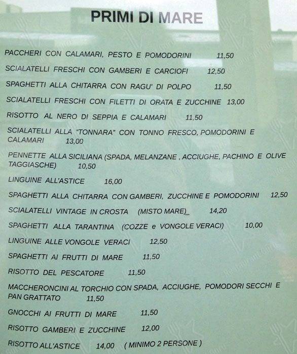 Menu di Tradizione Italiana 