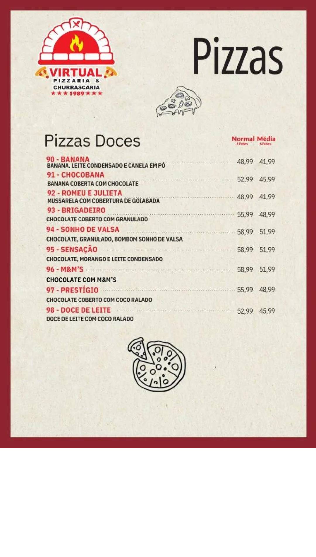 Virtual Pizzaria e Churrascaria Guarulhos cardápio