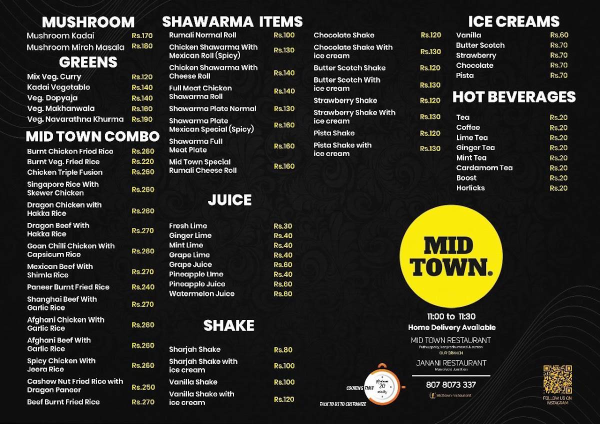 Midtown Restaurant menu