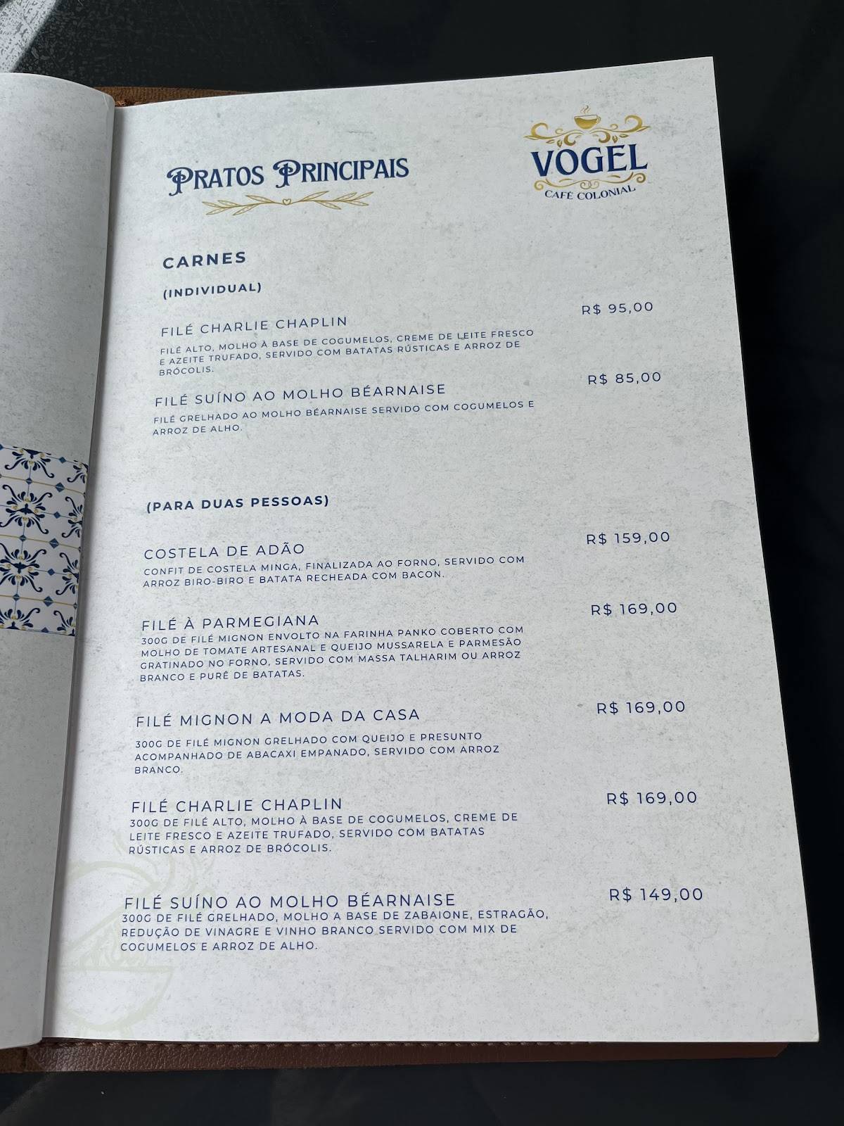 Restaurante Vogel Café Colonial Café da manhã, Almoço, Jantar Guaramiranga Ce cardápio