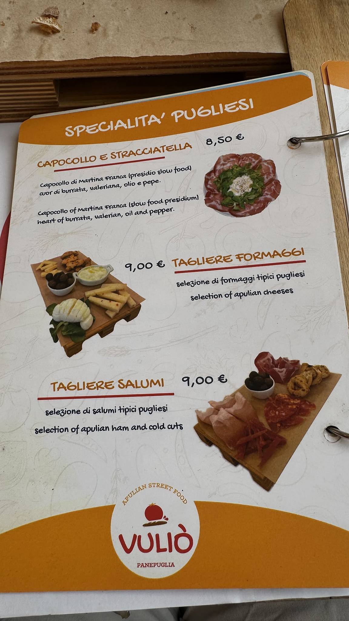 Menu di Vuliò 
