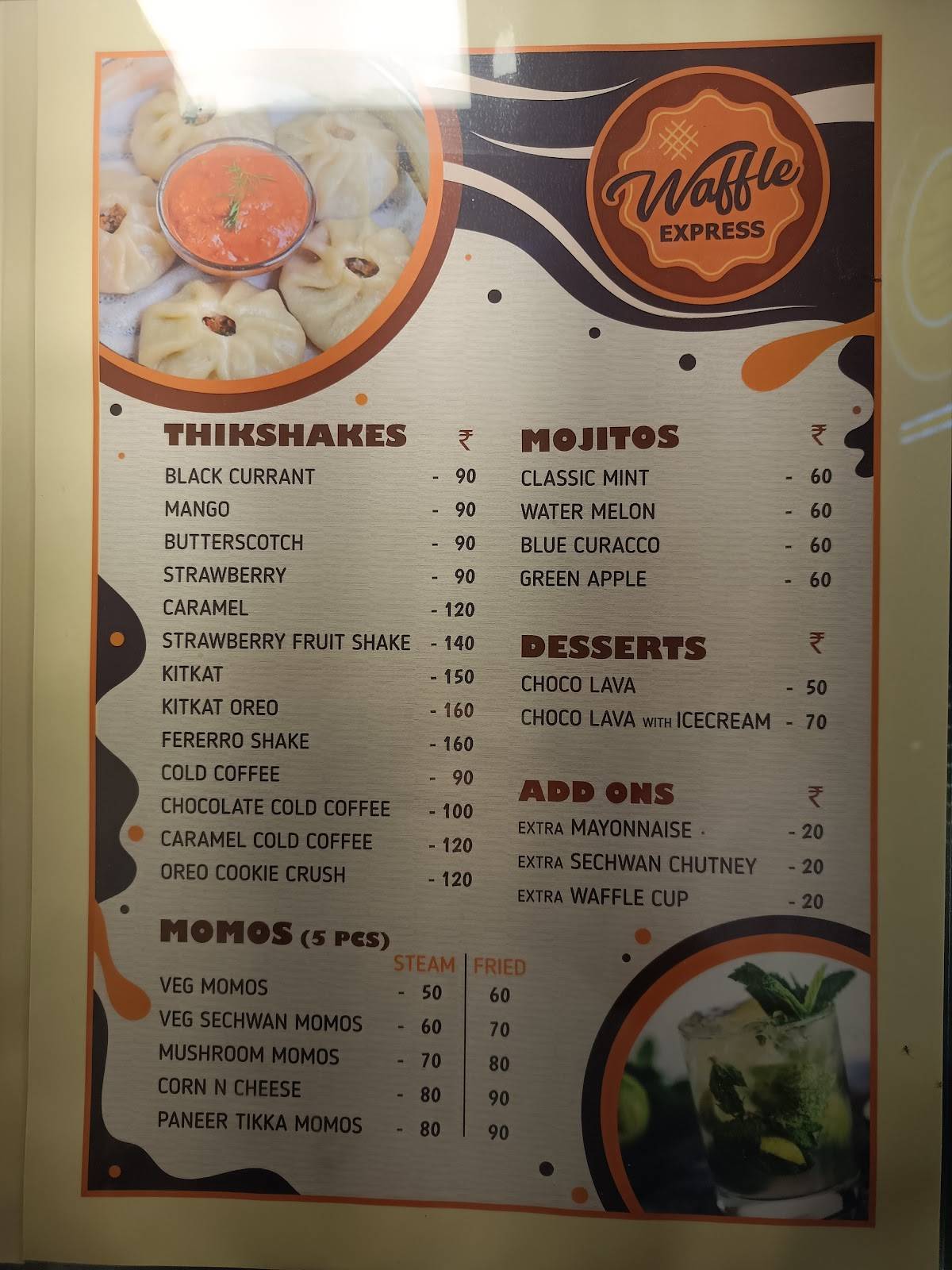 Waffle Express menu