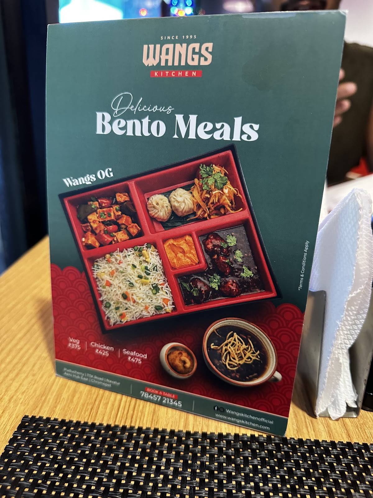 Wangs Kitchen, Puducherry menu