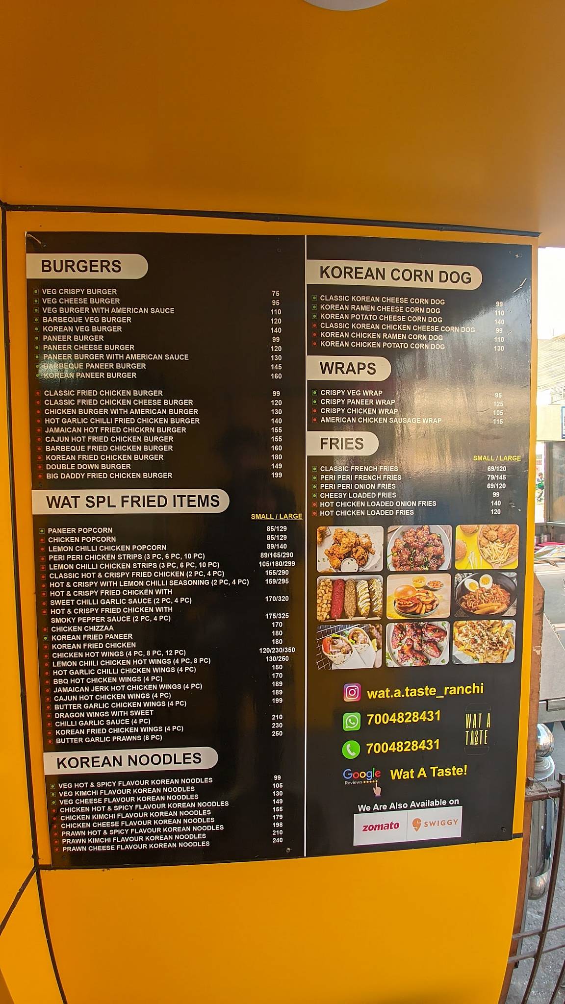 Wat A Taste! menu
