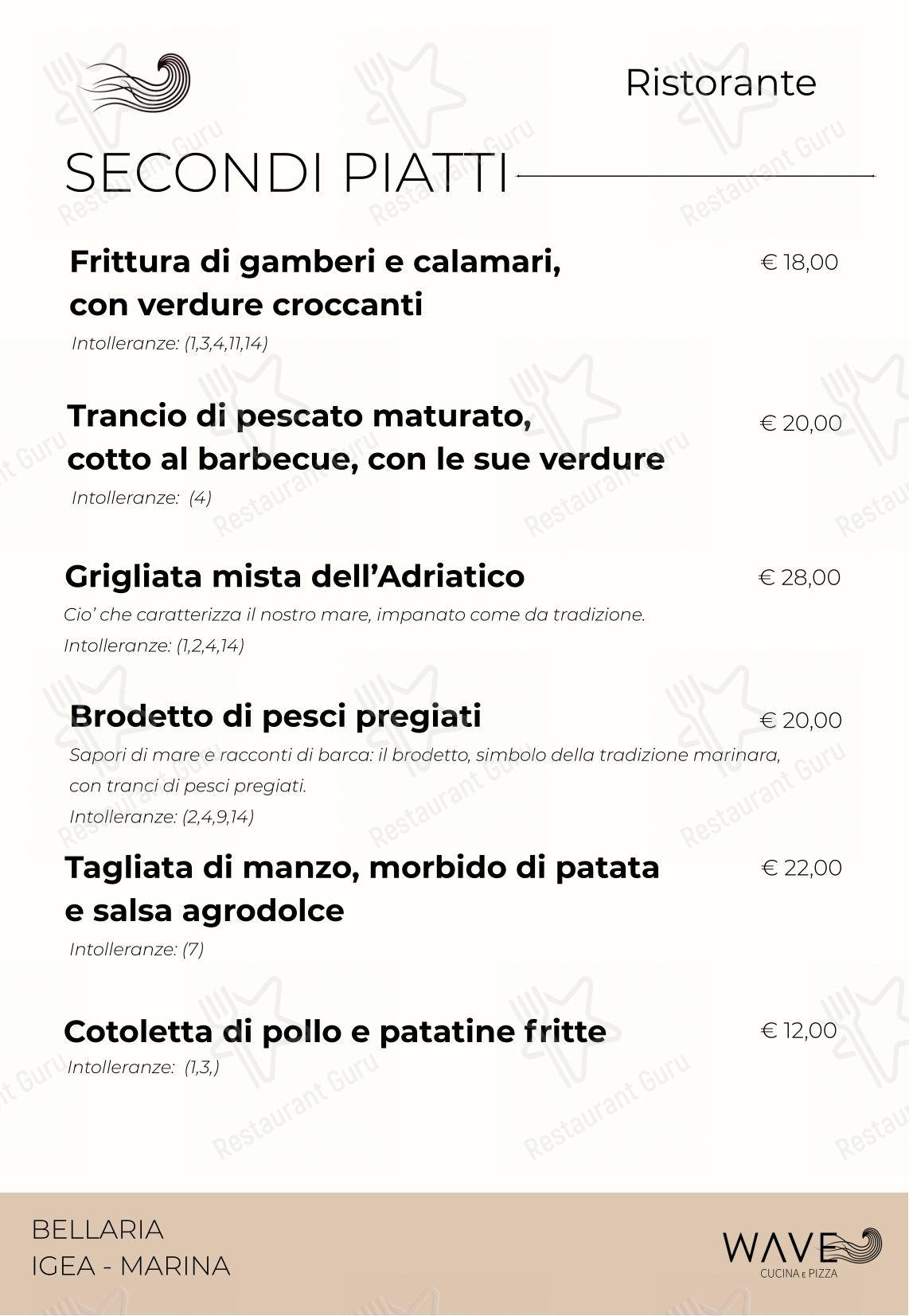 Wave - cucina e pizza in Igea Marina - Menu