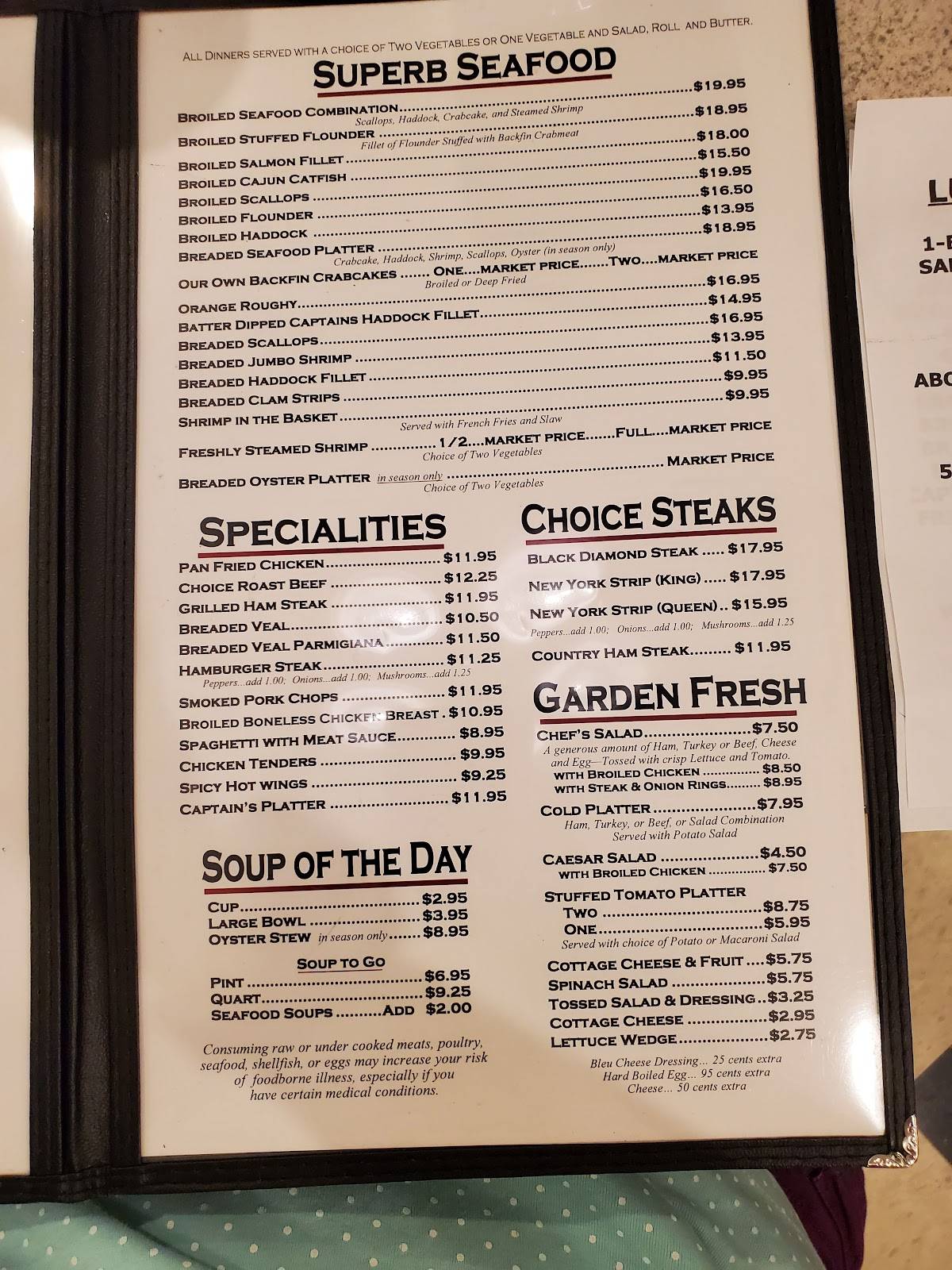 Menu at Parlor House restaurant, Waynesboro