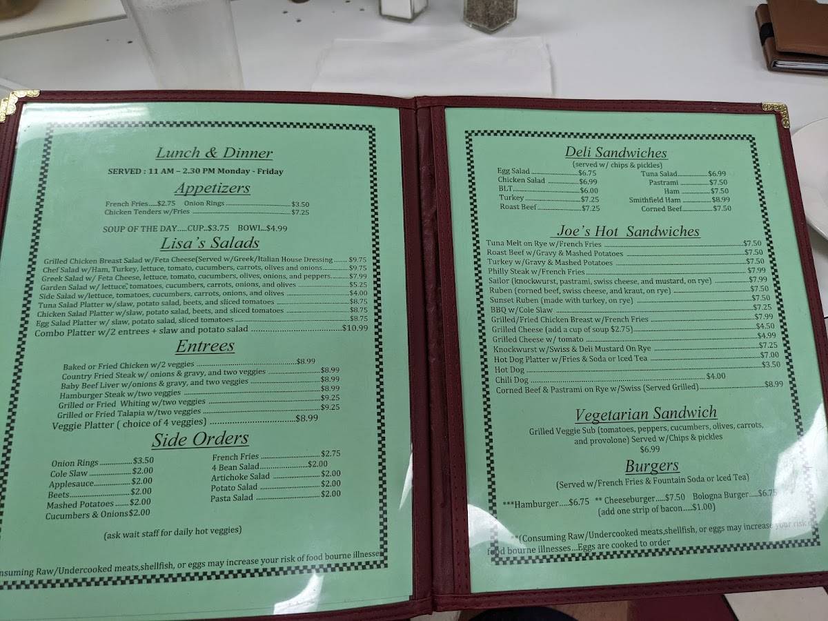 Menu at Westbury Cafe, Richmond