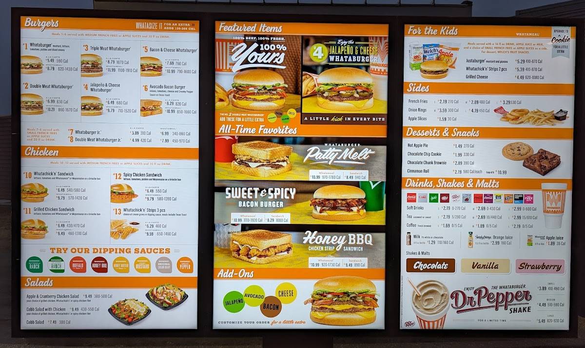 Menu At Whataburger Fast Food, Kansas City