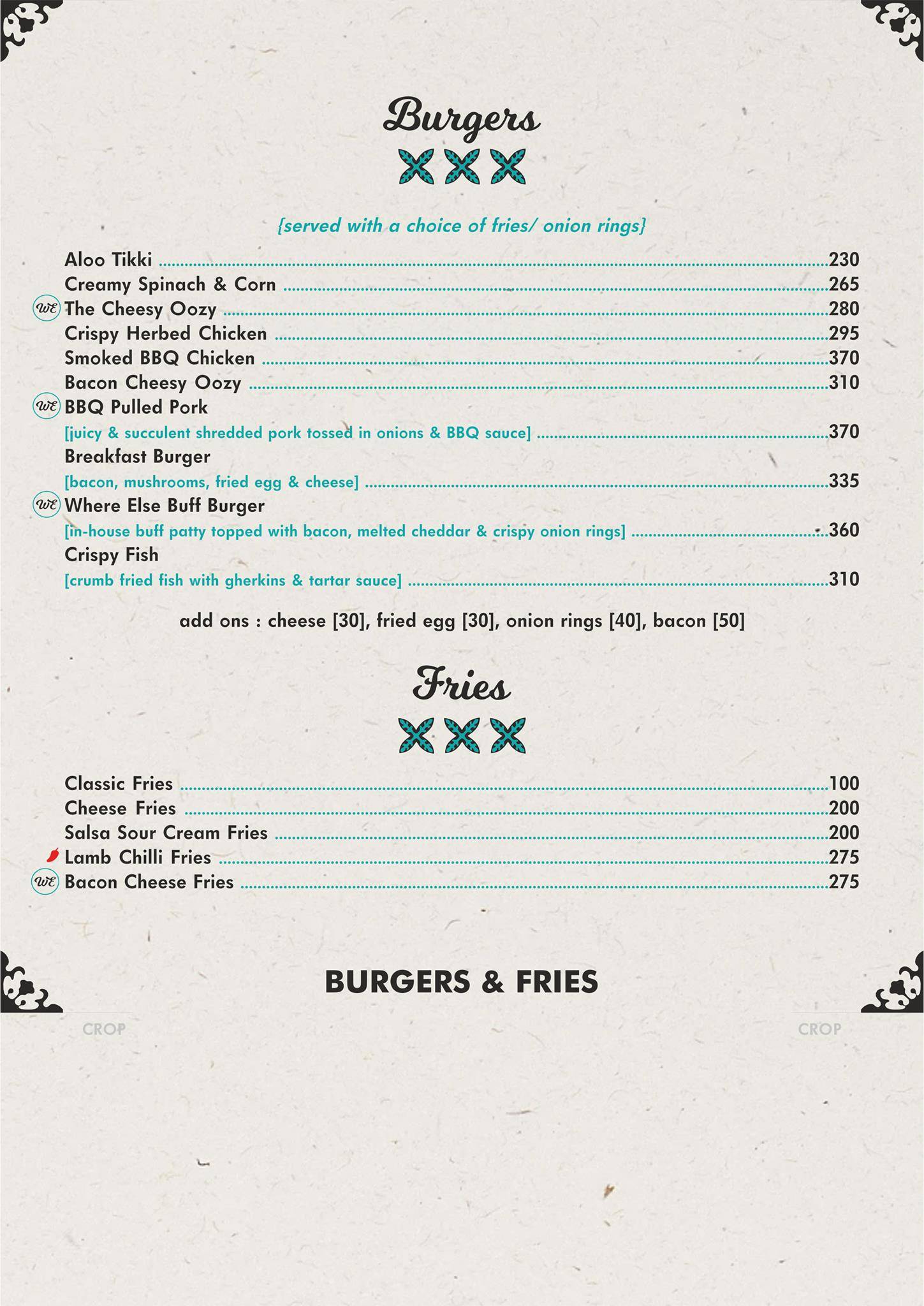 Where Else Diner & Bar menu
