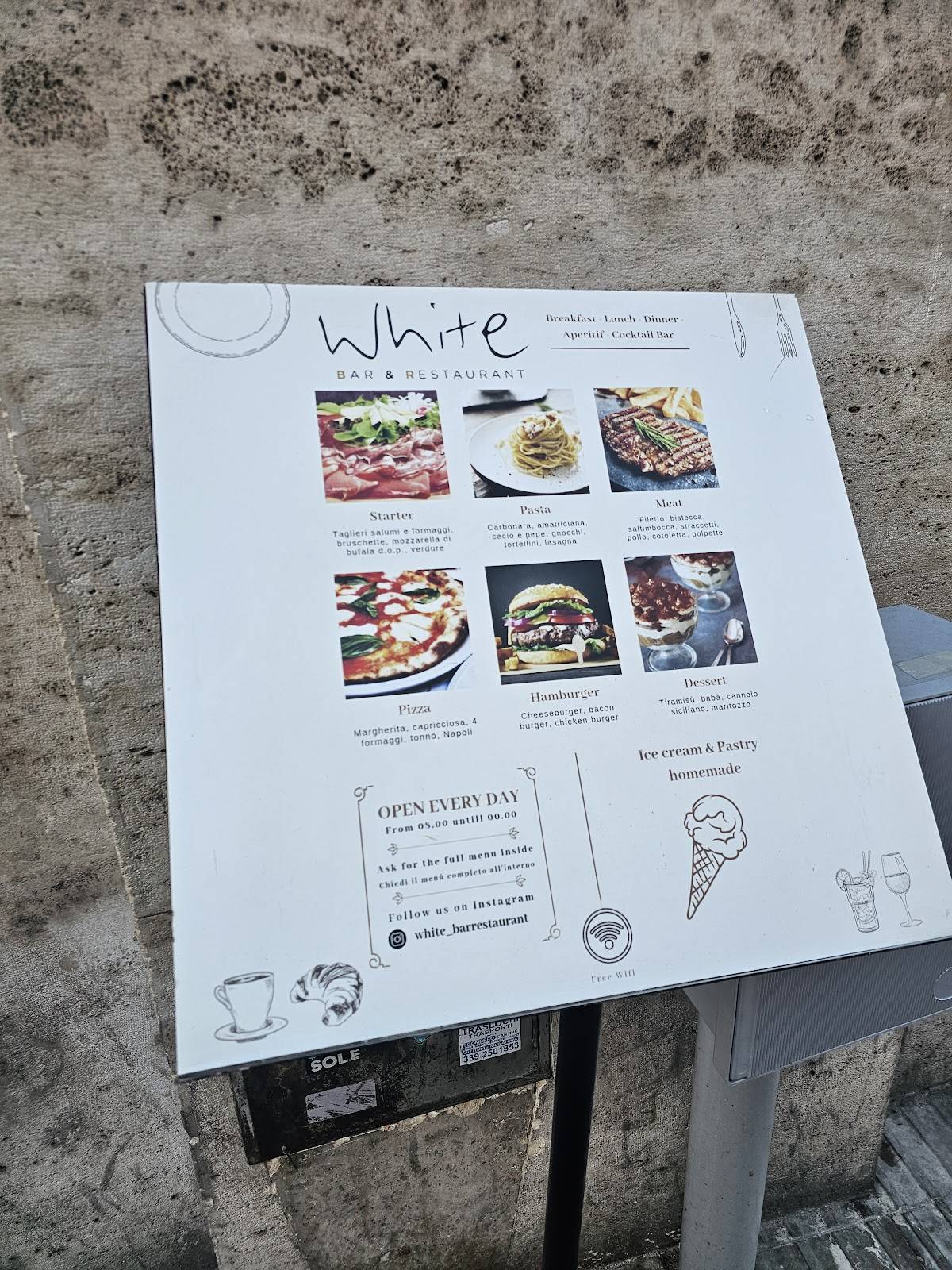 Menu di White Bar & Restaurant 