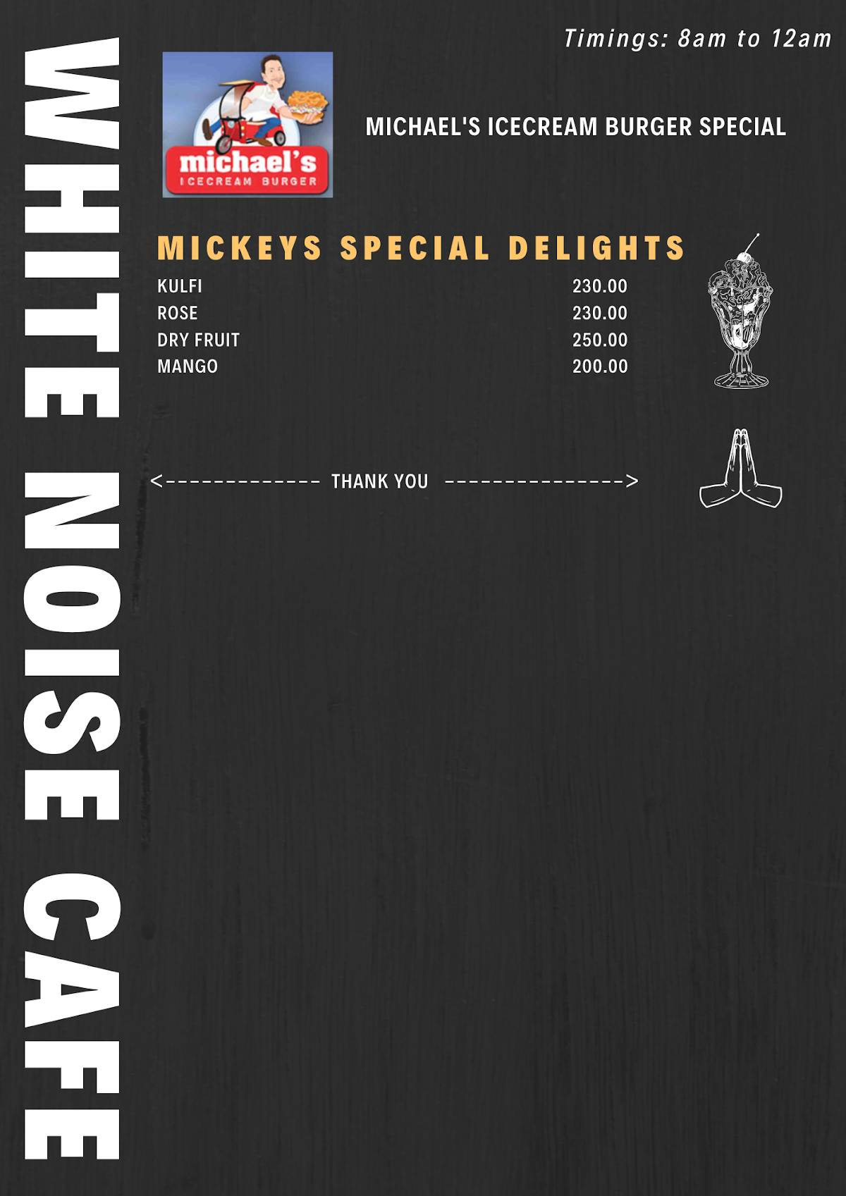 White Noise Cafe & Snooker Hub menu