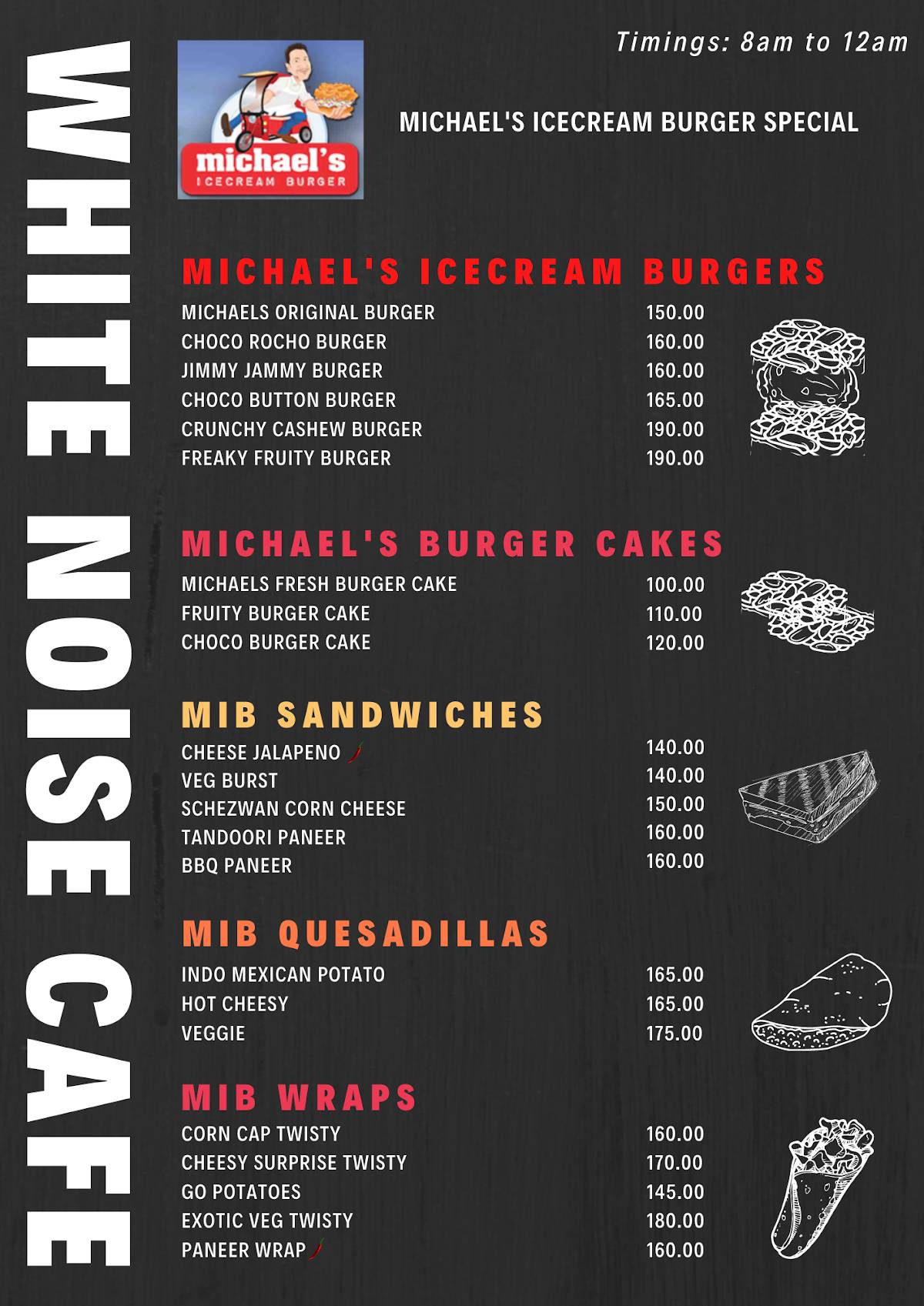 White Noise Cafe & Snooker Hub menu