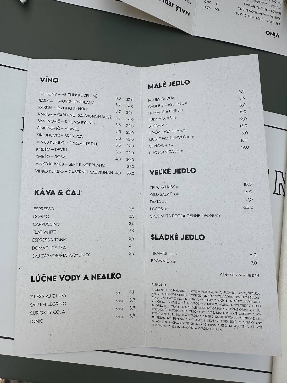 Menu de Wild Kitchen Modra