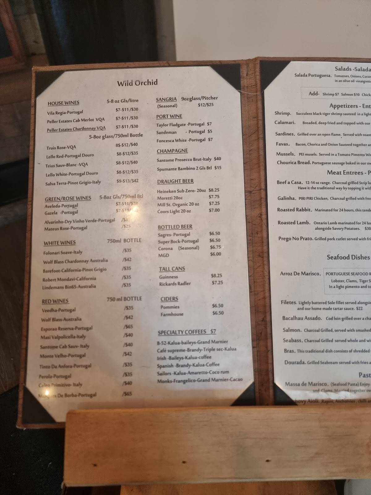 Menu de Wild Orchid Restaurant Downtown Hamilton